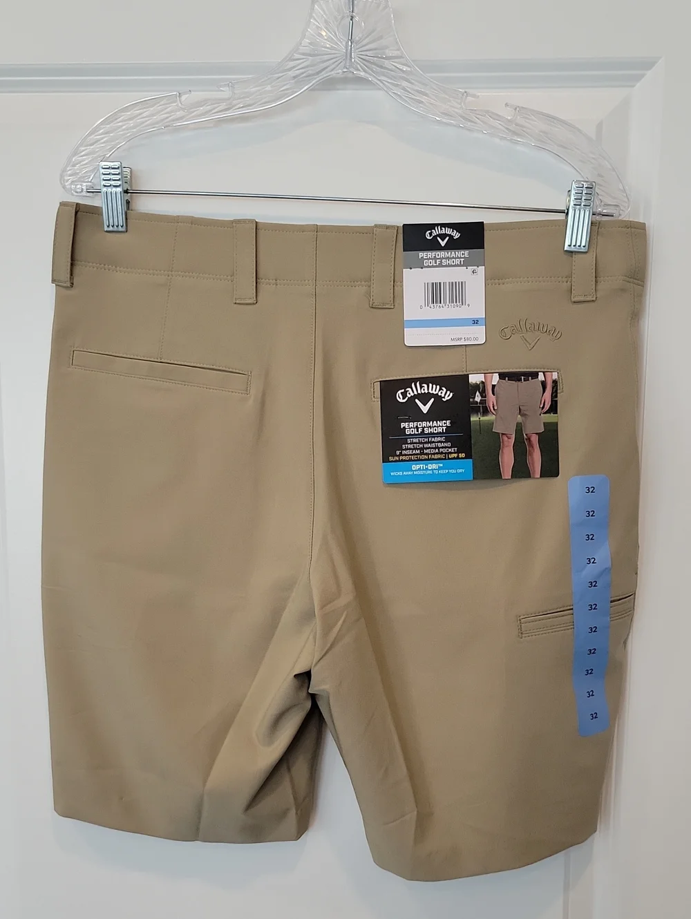 Callaway Men's Performance Golf Shorts Size 32 Tan Khaki NWT